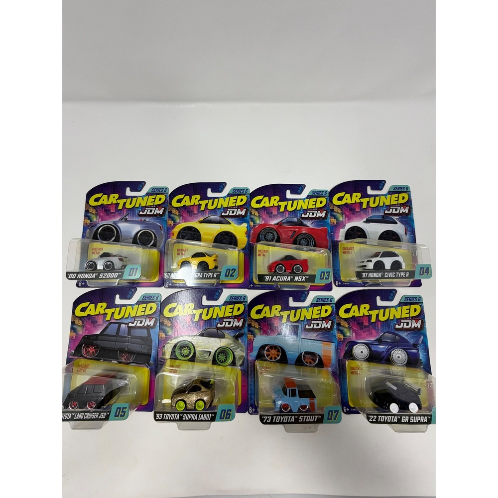 MGA Car Tuned JDM Series 6 Diecast Set of 8 Honda Acura Toyota Supra Stout